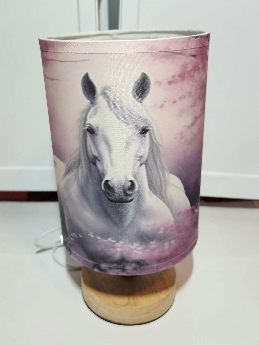 Firadish Led White Horse Pink Accent Table Lamp With USB